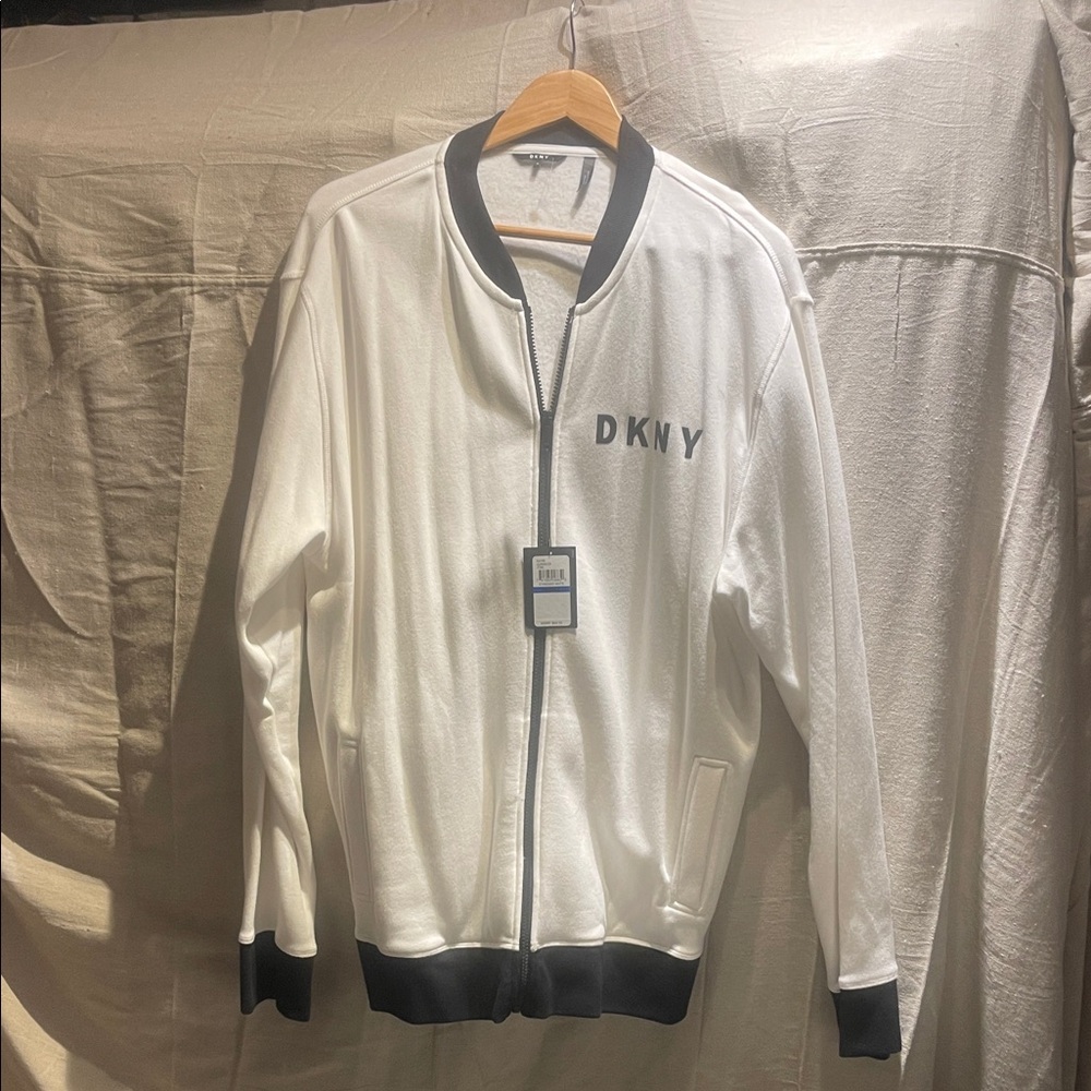 DKNY White Jacket with Black Trim